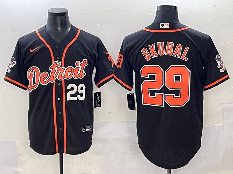 Men 2025 Detroit Tigers #29 Skubal Black Joint Name Nike MLB Jersey style 8
